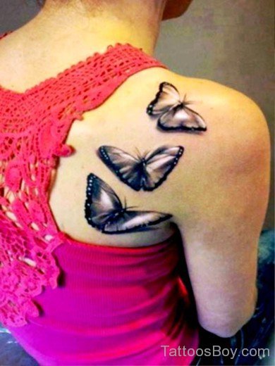 Black Butterfly Tattoo On Back