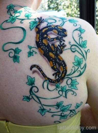 Black Lizard Tattoo On Back