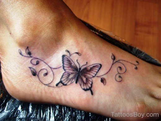 Butterfly Tattoo Design On Foot