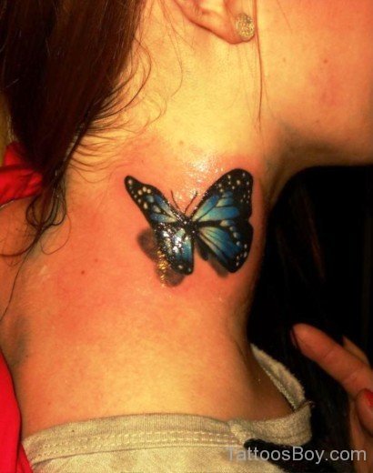 Butterfly Tattoo On Neck