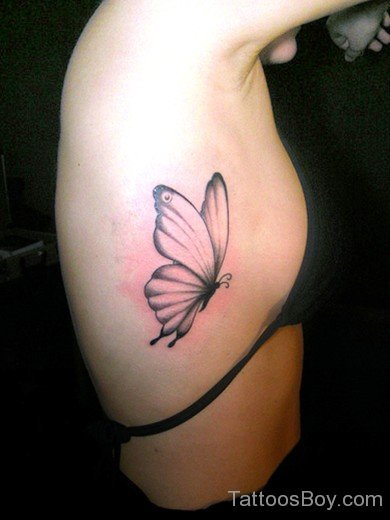 Butterfly Tattoo On Rib