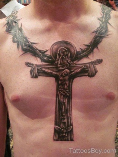 Christian Cross Tattoo  On Chest