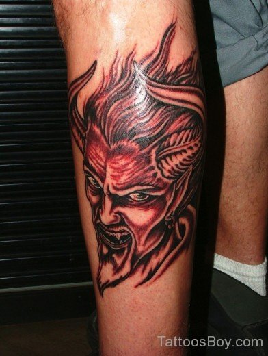 Devil Tattoo Design On Leg