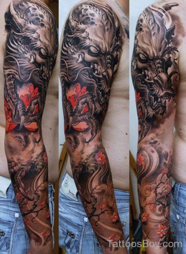 Dragon Tattoo Design On Full Sleeve