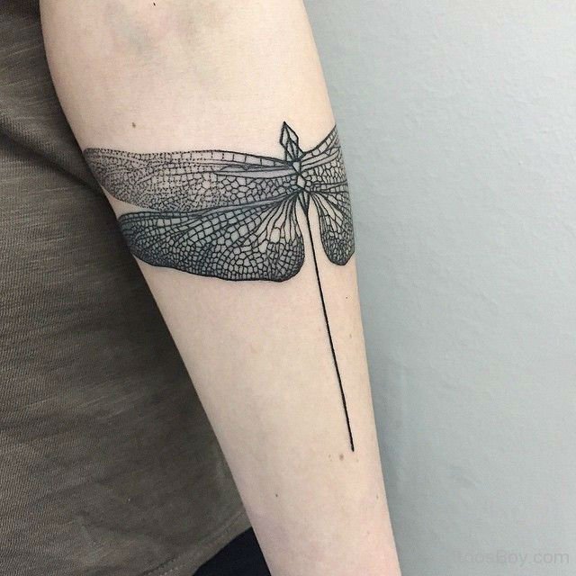 Dragonfly Tattoo On Elbow