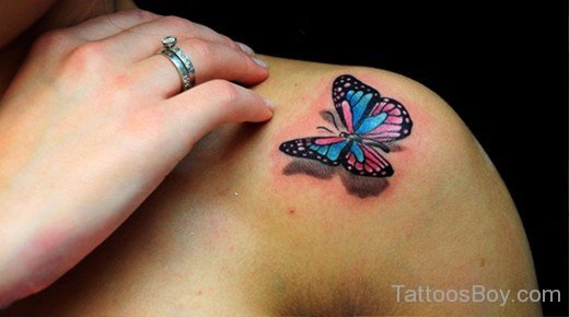 Awesome Butterfly Tattoo On Shoulder