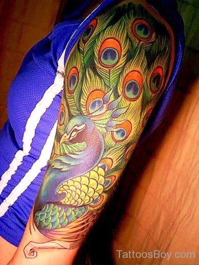 Peacock Tattoo On Shoulder