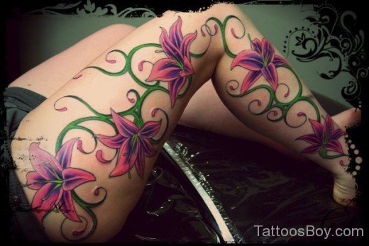 Flower Tattoo On Leg