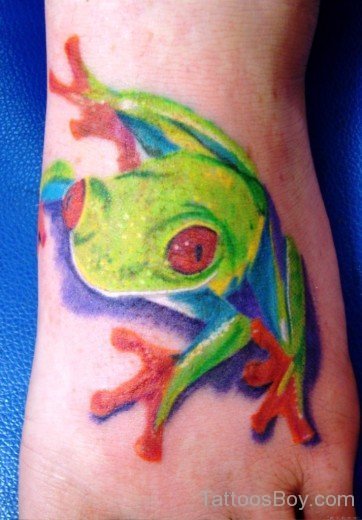 Funny Frog Tattoo On Foot