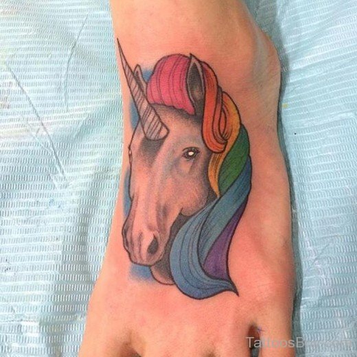 Unicorn Tattoo On Foot 