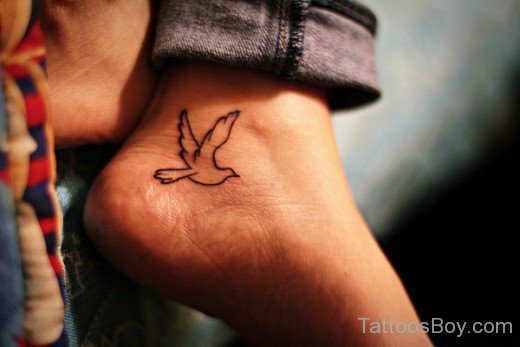 Outline Flying Bird Tattoo