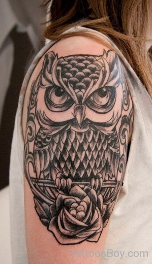 Owl Tattoo Design On Shoulder-TB1079