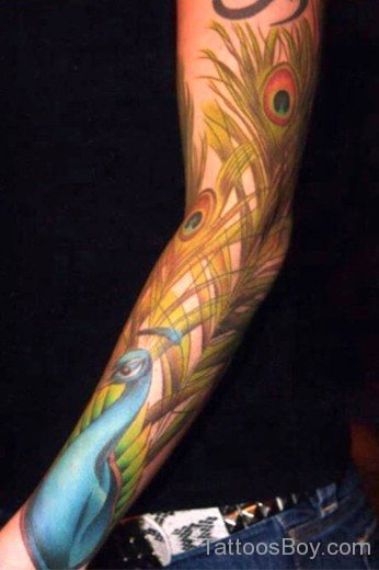 Peacock Tattoo Design  On Full Sleeve