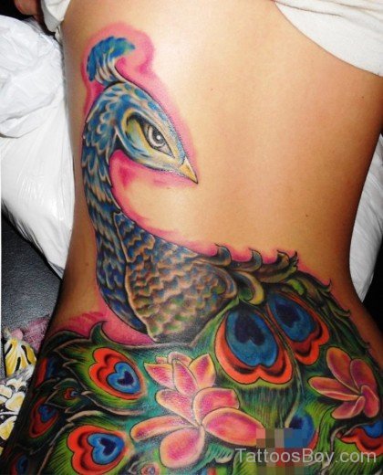 Peacock Tattoo  On Lower Back