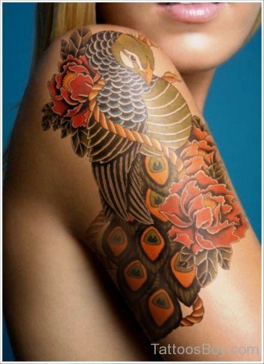 Peacock Tattoo On Shoulder