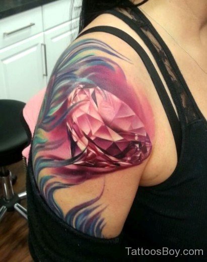 Pink Diamond Tattoo On Shoulder