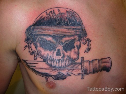 Awesome Skull Tattoo On Chest