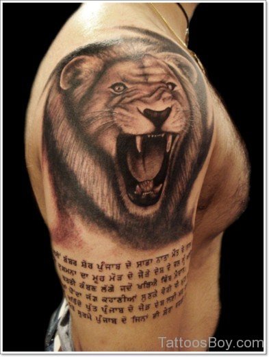 Roaring Lion Tattoo On Shoulder