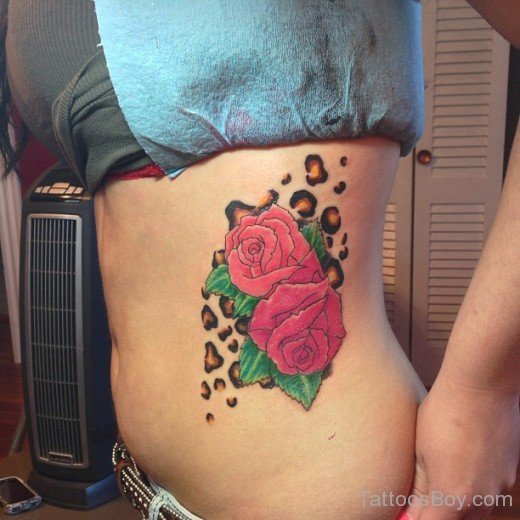 Rose Tattoo Design On Rib