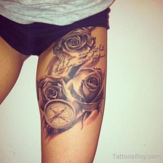 Rose Tattoo Design On Thigh