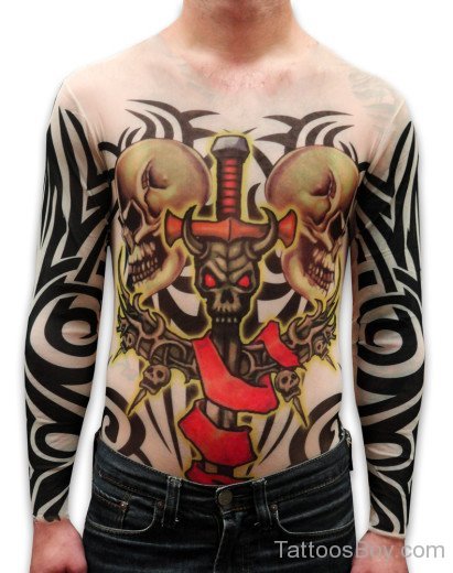 Skull Tattoo On Chest