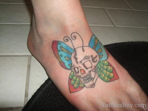 Skull Tattoo Design On Foot  