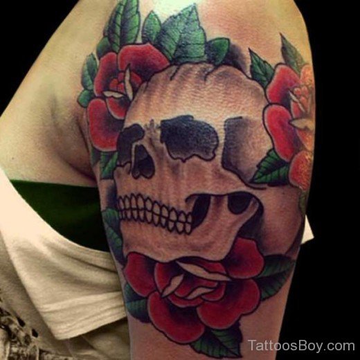 Elegant Skull Tattoo On Shoulder