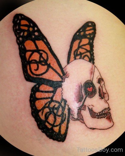 Skull And Butterfly Tattoo