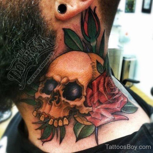 Skull Tatttoo Design On Neck