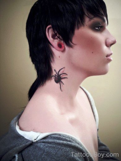 Spider Tattoo Design On Neck