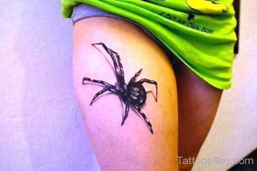 Spider Tattoo Design On Thigh