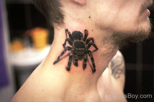 Spider Tattoo On Neck