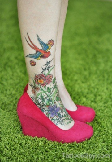 Swallow Tattoo Design On Ankle