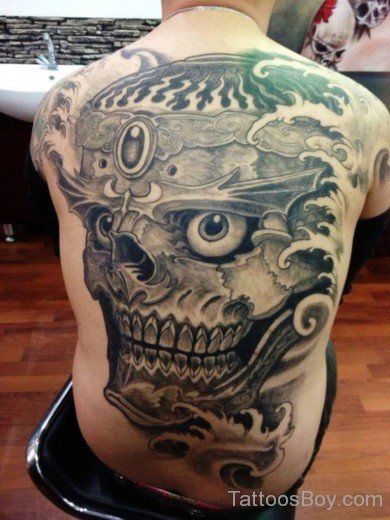 Tibetian Skull Tattoo On Back