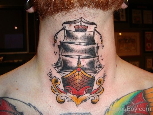  Ship Tattoo On Neck