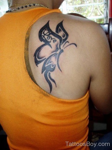Tribal Butterfly Tattoo Design On Back