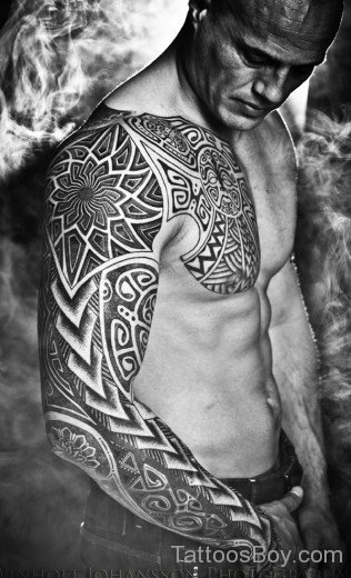 Tribal Tattoo Design On Full Sleeve