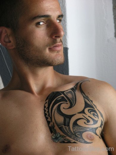 Tribal Tattoo On Chest