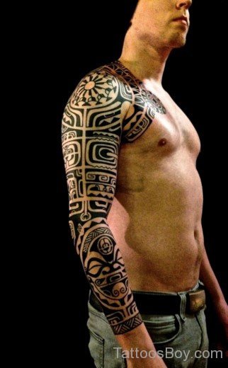 Tribal Tattoo On Full Sleeve