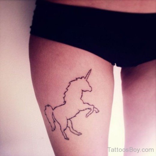 Unicorn Tattoo Design On Thigh