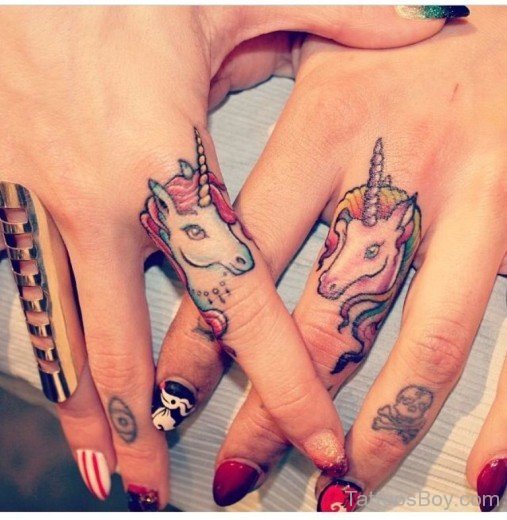 Unicorn Tattoo On Finger
