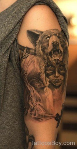Wolf Tattoo On Full Sleeve