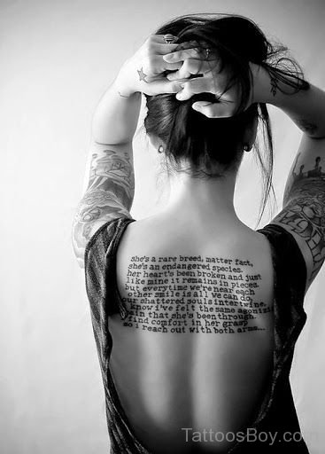 Wording Tattoo On Back