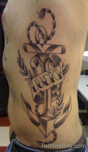 Anchor Tattoo Design On Rib 