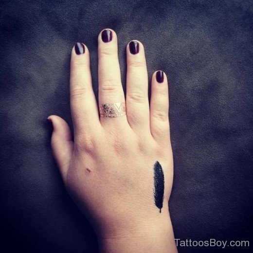 Attractive Feather Tattoo On Hand