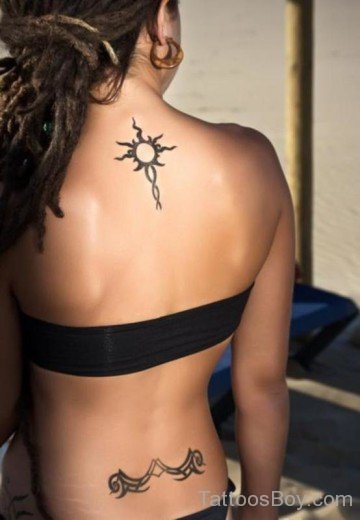 Sun Tattoo Design On Back 