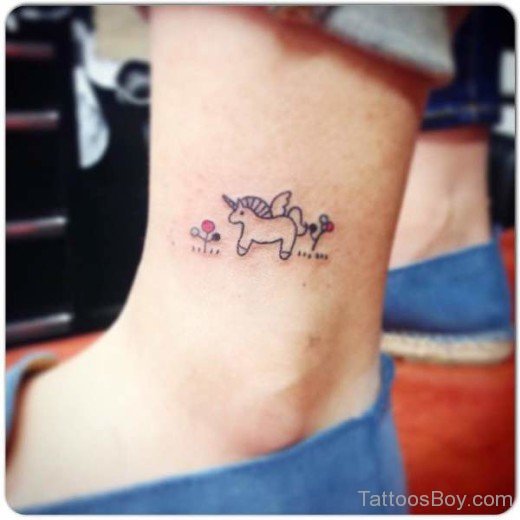 Unicorn Tattoo On Ankle 