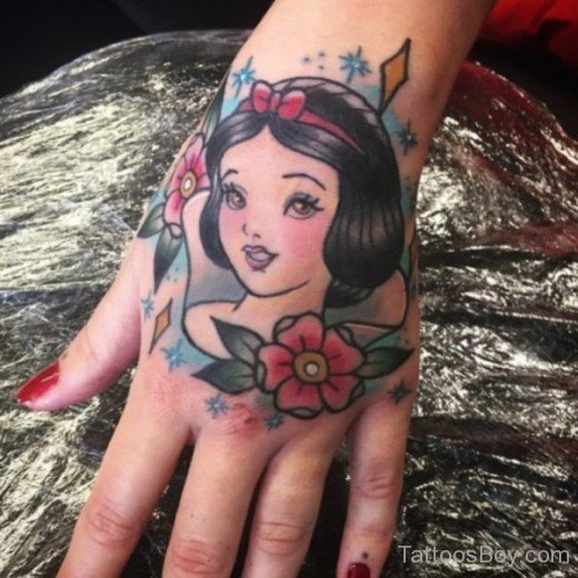  Snow White Tattoo On Hand 
