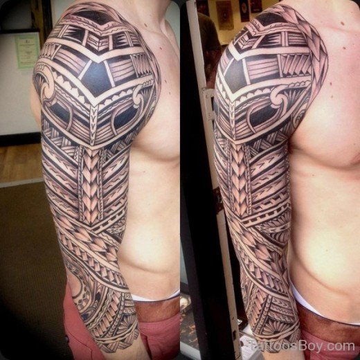  Tribal Tattoo Design On Full Sleeve 