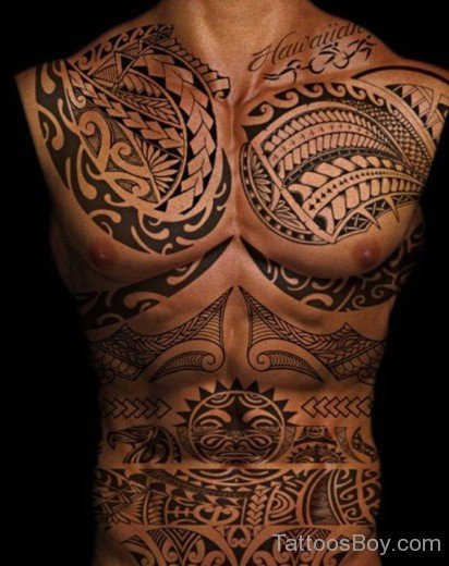  Tribal Tattoo Design On Chest 
